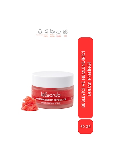 Nemlendirici Dudak Peelingi Sweet Kisses Lip Scrub Karpuz Aromalı Şeker Partiküllü Shea Yağlı 30 Gr