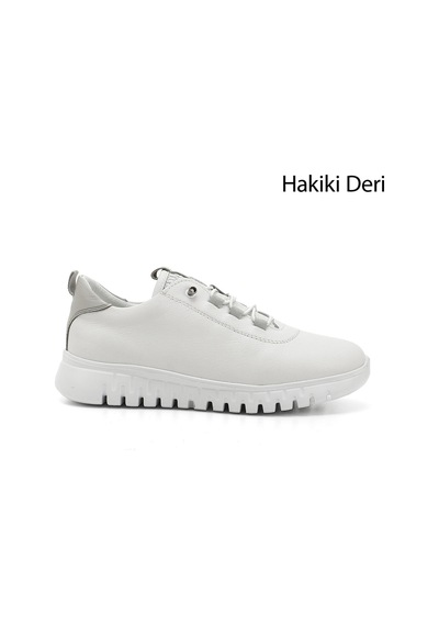 Gönderi(R) Gönderi R Kadın Beyaz Dolgu Taban Lastik Bağcıklı Hakiki Deri Sneaker Ddza77542912 Beyaz