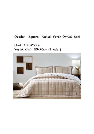 Özdilek Nakışlı -square Bej- Tek Kişilik Yatak Örtüsü 180x250
