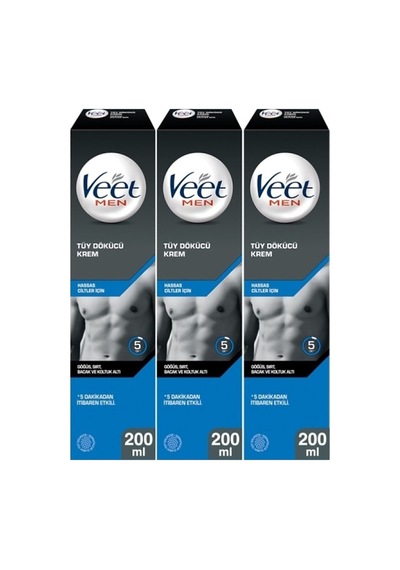 Veet Men Erkeklere Özel Tüy Dökücü Krem Hassas Ciltler 600ml 200 X3 Adet