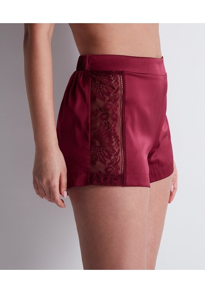 Aubade Midnight Whisper Shorty Dantelli Stretch Ipek Şort Külot Bordo