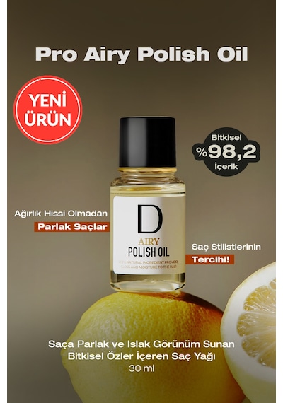 Dashu Pro Airy Polish Oil Saça Parlak Ve Islak Bir Görünüm Sunan Bitkisel Özler İçeren Saç Yağı 30 ML
