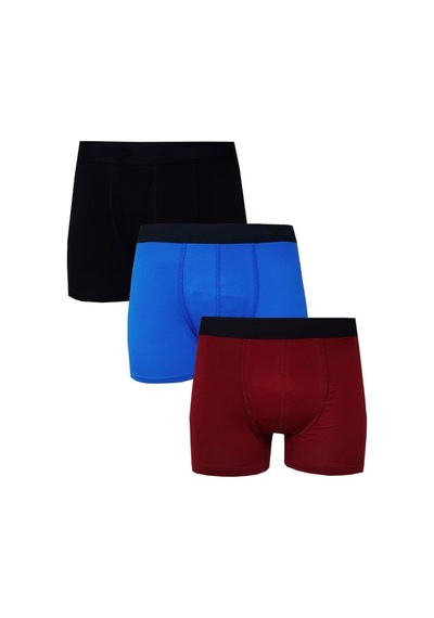 3Lü Erkek Likralı Modal Boxer Düz Pamuklu