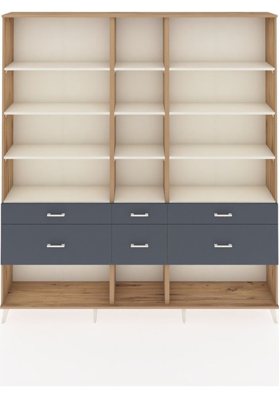 Arges Dolap 12 Raflı 6 Çekmeceli 220x30x243 Çam-aytaşı/antrasit Aytası/antrasıt Arges Dolap 12 Raflı 6 Çekmeceli 220x30x243 Çam-aytaşı/antrasit Aytası/antrasıt