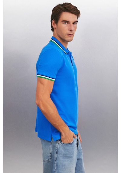 Grımelange XANDER Erkek Saks Mavi Polo Yaka T-shirt