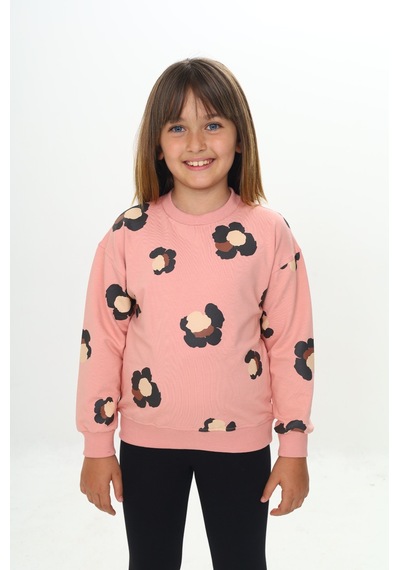 Toontoy Kız Çocuk Pano Baskılı Sweatshirt Koyu Pudra
