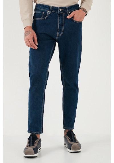 Buratti Streç Pamuklu Slim Fit Normal Bel Boru Paça Jeans Erkek Kot Pantolon 5900S34Milano Lacivert
