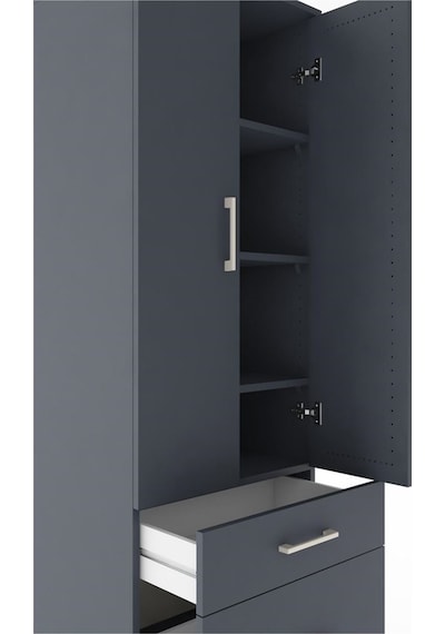 Hyperion Dolap 4 Raflı 2 Çekmeceli 2 Kapaklı 60x44x182 Antras... Antrasit