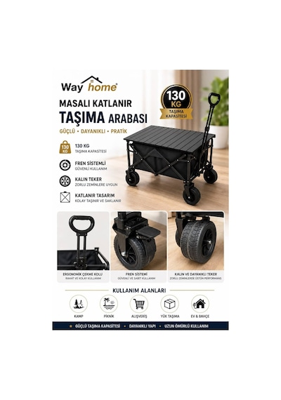 Way Home Katlanabilir Taşıma Arabası Masalı Rzn029 Kamp / Plaj / Bahçe / Pazar /evcil Hayvan