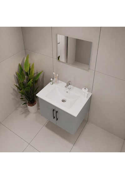Creavit D20 Banyo Dolabı Seti Çekmeceli 80 Cm Gri