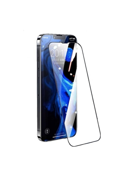Apple Uyumlu   iPhone 14 Tam Kaplayan 5d Ekran Koruyucu Cam Black Logis