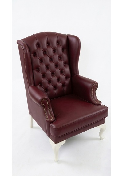 Crown Chester Klasik Ahşap Berjer Beyaz