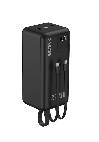50.000 Mah Dijital Göstergeli Dahili Çoklu Kablolu Powerbank Süper Hızlı Şarj Taşınabilir Şarj Siyah