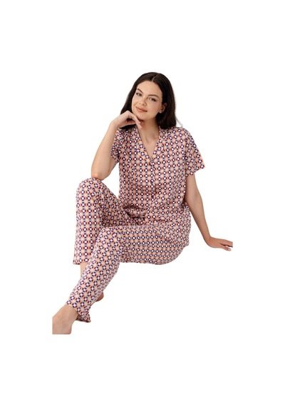 İkikareshop Gömlek Pijama Takım Kadın Ar3562 Çok Renkli