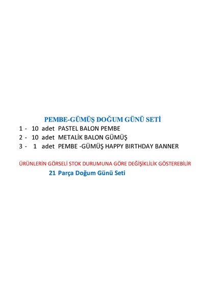 Pembe - Gümüş Mını Balon+Banner Seti