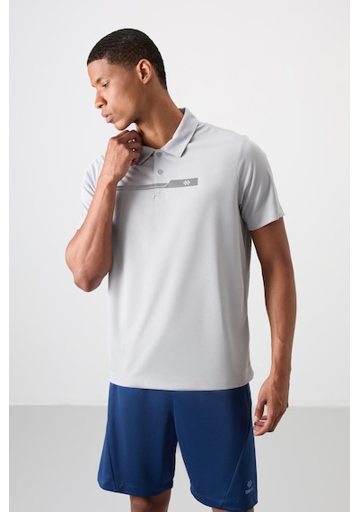 Tommy Life Gri Polyester Nefes Alan Dokulu İnce Esnek Standart Fit Polo Yaka Erkek Performans T-shirt - 88393 Gri