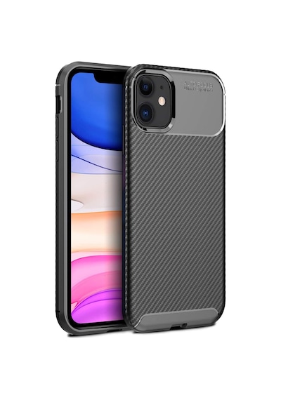 Apple Uyumlu iPhone 12 Mini Kılıf Focus Carbon Desen Silikon Arka Kapak