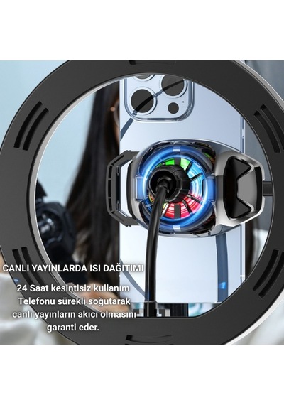 Polham Oyuncular Ve Yayıncılar İçin Telefon Soğutucu Rgb Led Işıklı Tasarım 4500 Rpm Turbo Fan Tripod Uyumlu Sessiz Soğutma