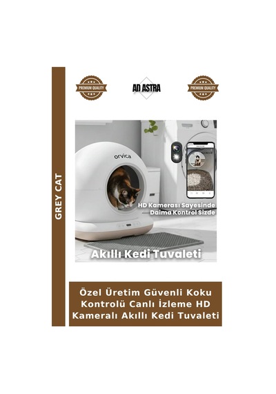 Özel Üretim Güvenli Koku Kontrolü Canlı İzleme Hd Kameralı Akıllı Kedi Tuvaleti