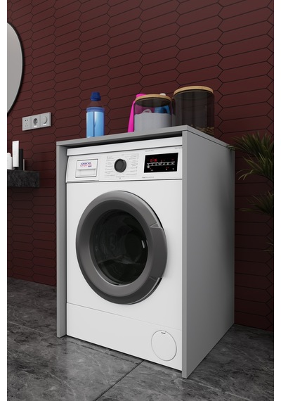 Lüks Çamaşır Makinesi Dolabı %100 Mdf Çamaşır Kurutma Banyo Dolabı Bd07 Kül Gri