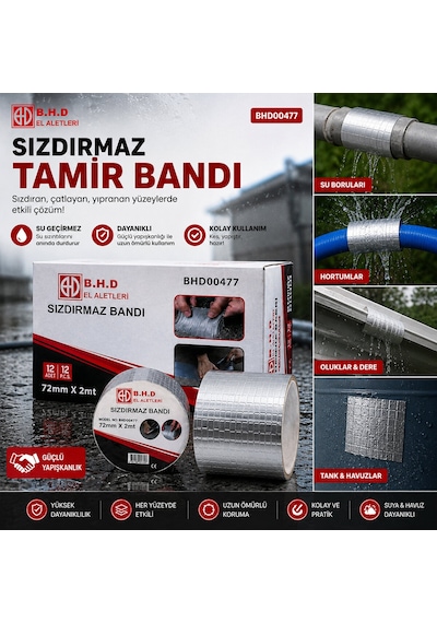 12 Adet 72mmx2mt Su Sızdırmaz Sakız Tamir Bantı 5639