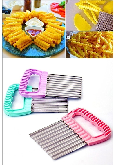 2 Adet Cips Patates Doğrayıcı Şekilli Sebze Ve Meyve Dilimleyici Beyaz