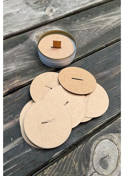 Mum Toz Kapakları 68mm Çap 20mm X 2 Mm Ahşap Fitil Boşluğu 50 Adet Kahverengi