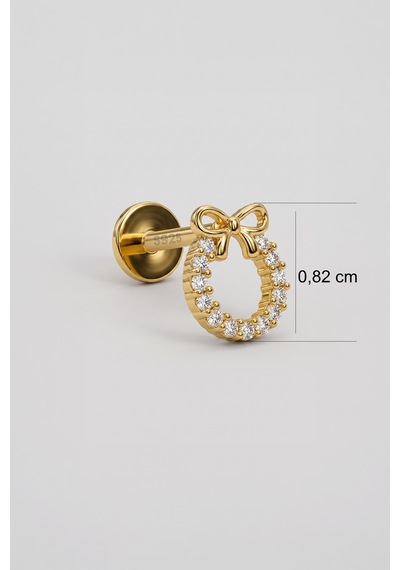 Işıltılı Fiyonk 18 Ayar Sarı Altın Kaplama Gümüş Tragus-flat Piercing
