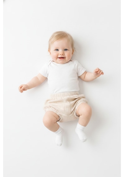 Tiffany Baby & Kids Müslin Glow Tasarımlı Beli Lastikli Şort Bej