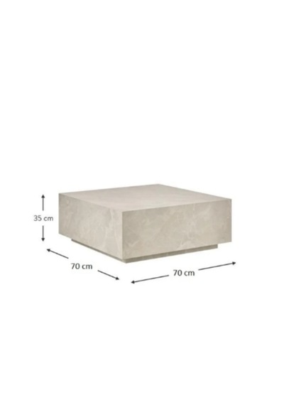 Most Lignum Mermer Görünümlü %100 Mdf Orta Sehpa 80x80 Cm Traverten Bej