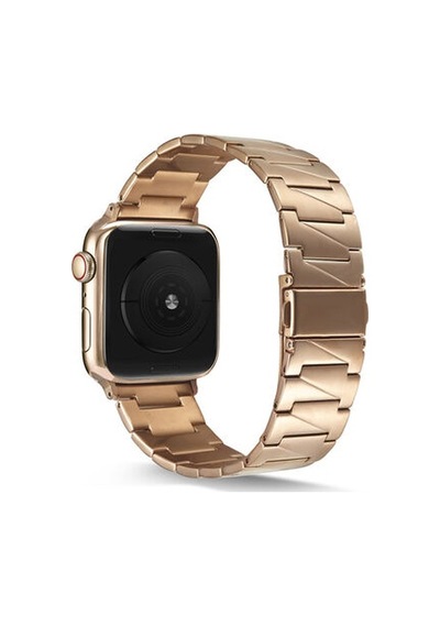 Apple Watch Uyumlu  Ultra 49mm Kordon Krd-48 Metal Strap Kayış - Gümüş-gold