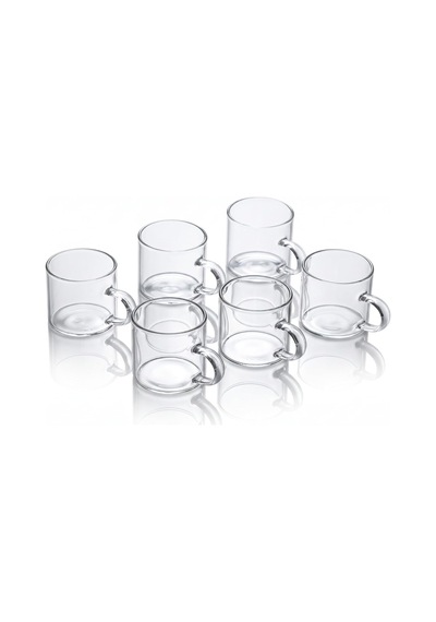 6'li Kulplu Şeffaf Cam Kupa Seti 120 Ml Minimalist Tasarım Çay & Kahve Bardağı Diğer