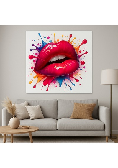 Renk Patlaması Dudak Tasarımı Cam Tablo Pop-art Ve Modern Sanatın En Enerjik Hali