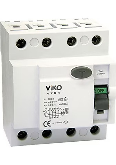 Viko Vtr4-10030 4x100 A 30 Ma Ac Tipi Kaçak Akım Rölesi