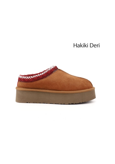 Gönderi(R) Gönderi R Taba Süet W Tazz Kalın Tabanlı Hakiki Deri Kürklü Terlik Taba Süet