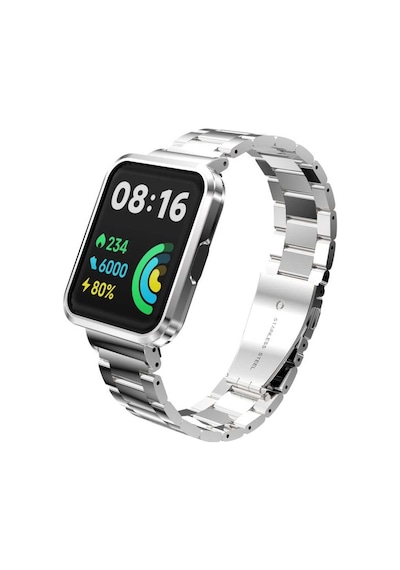 Xiaomi Redmi Watch 2 Lite Uyumlu Krd-60 Metal Mkst Kordon-gümüş-siyah