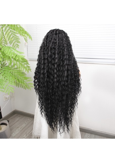 Afro Dalga Siyah Fiber Sentetik Tül Peruk - Zmff-582345 Renkli