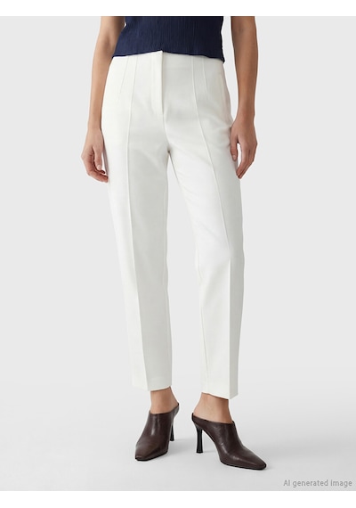 Lcw Eco Beyaz Yüksek Bel Dar Fit Kadın Gabardin Pantolon
