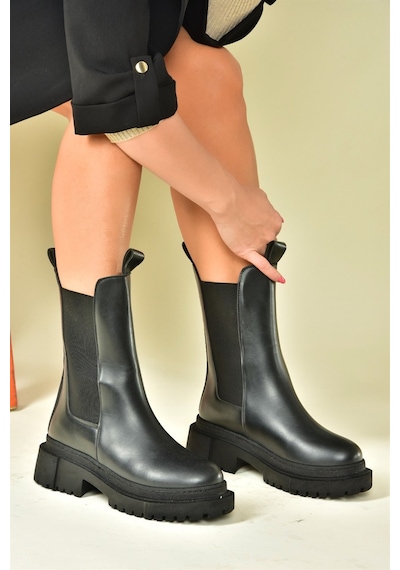 Fox Shoes Siyah Kalın Tabanlı Günlük Kadın Bot N280349009 Siyah-Suni Deri Fox Shoes Siyah Kalın Tabanlı Günlük Kadın Bot N280349009 Siyah-Suni Deri
