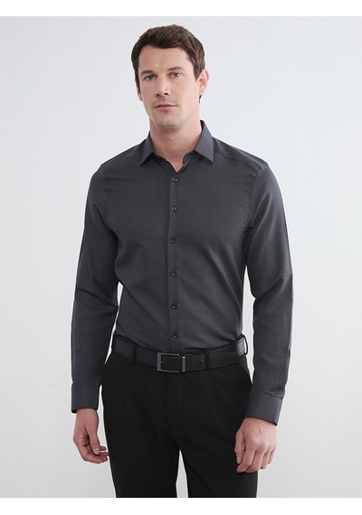 Lcw Busıness Gri Slim Fit Desenli Armürlü Erkek Gömlek