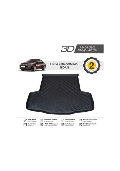 Fiat Linea 2009 Sonrası 3D Bagaj Havuzu Linea Bagaj Havuzu 3D