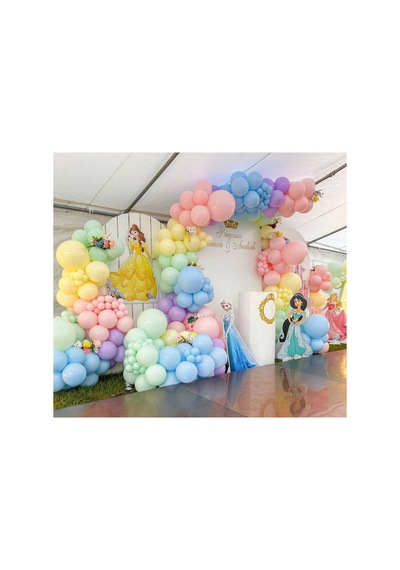 Makaron Pembe Lila Mavi Somon Ve Sarı Balon Zinciri 100 Adet Mix