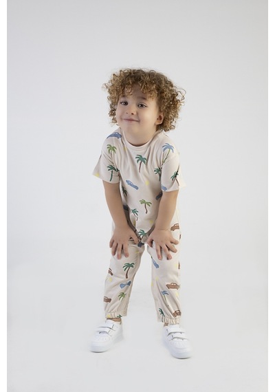 Harika Kids Kız Çocuk Araba-palmiye Desen Pamuklu Tulum Çok Renkli