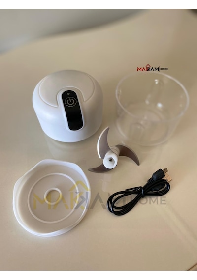 Makkam Home / 3 Bıçaklı Şarjlı Mini Doğrayıcı, Pratik Rondo, Kablosuz Mutfak Robotu, Şarjlı El Rondosu Beyaz Diğer