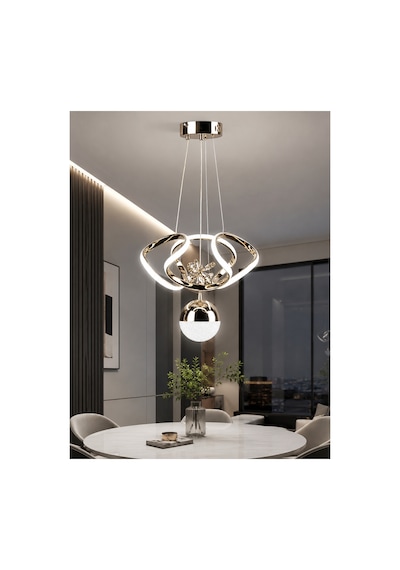 Lzy Avize Store Dron Avize - Rose Gold 3 Renk Led Li Taç Lı Modern Led Avize Aydınlatması