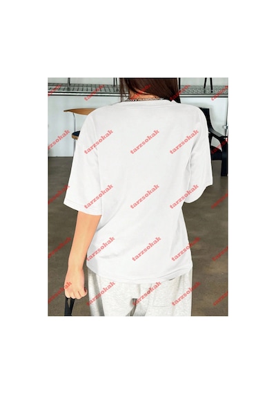 Tarzsokak Unisex Reverse Baskılı Tshirt Beyaz