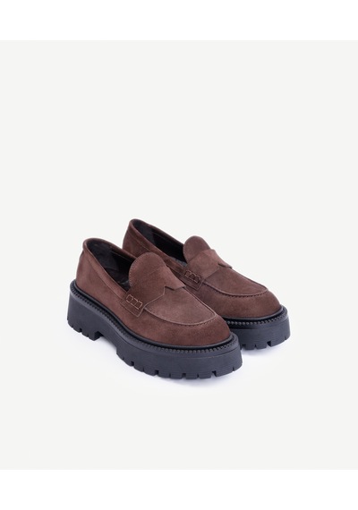 Yargıcı Yüksek Tabanlı Deri Loafer 25kkay4031x 208 Kahverengi
