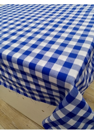 Hayat Home Mavi Kareli Zefir Kumaş Masa Örtüsü Sofra Örtüsü