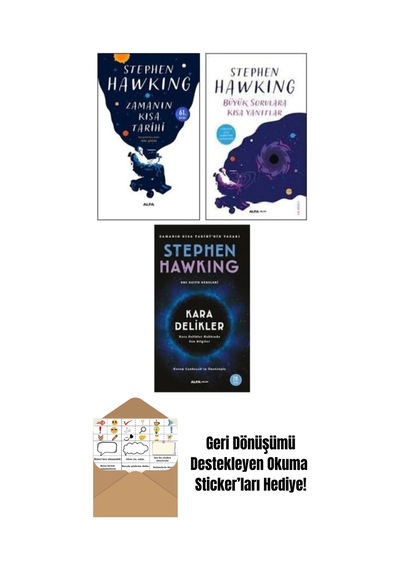 Stephen Hawking 3 Kitap Set Zamanın Kısa Tarihi + Okuma Sticker'ları