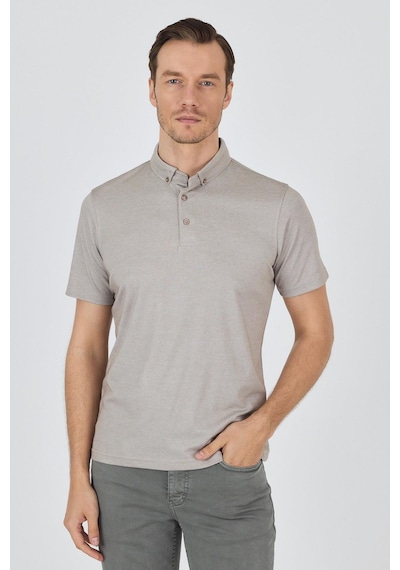 Bej Kısa Kol Düz Suprem Polo Yaka Cepsiz Pamuklu Casual Slim Fit Tişört 1011250160 605 Bej